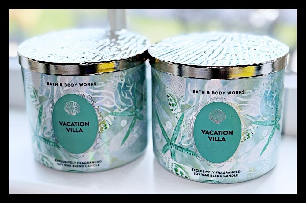 Lot of 2 Bath & Body Works Vacation Villa Large 3-Wick Candle 14.5oz